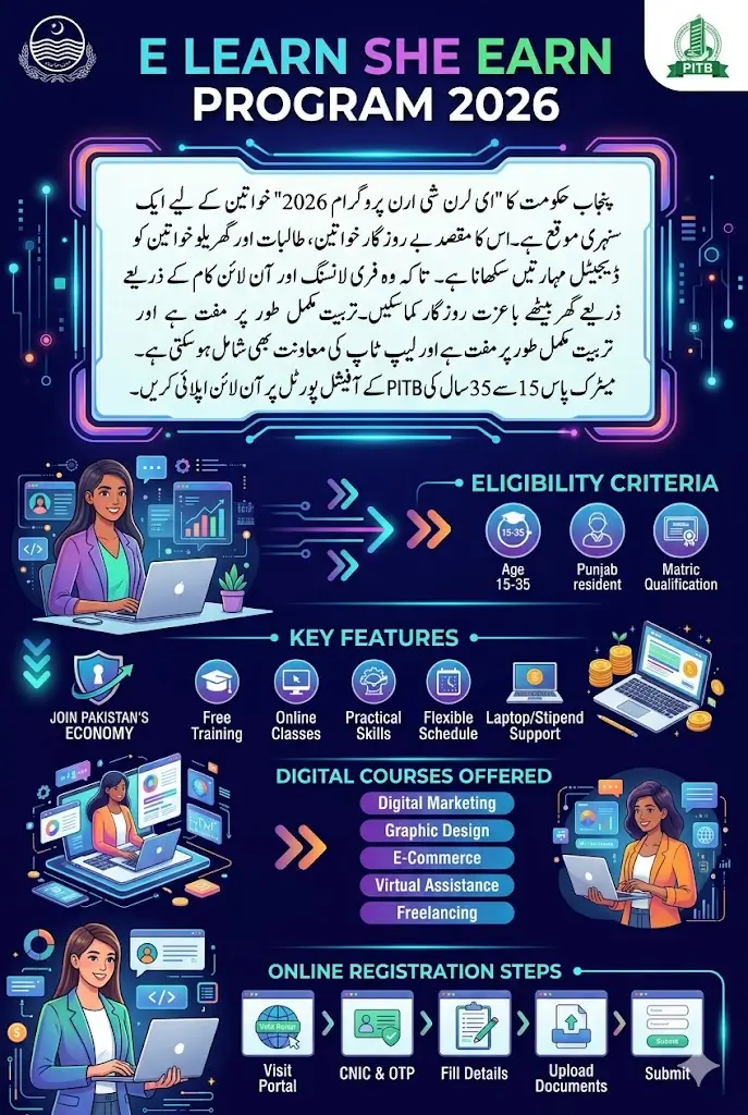 E Learn She Earn Program 2026 Online Application Process Announced For Poor Women