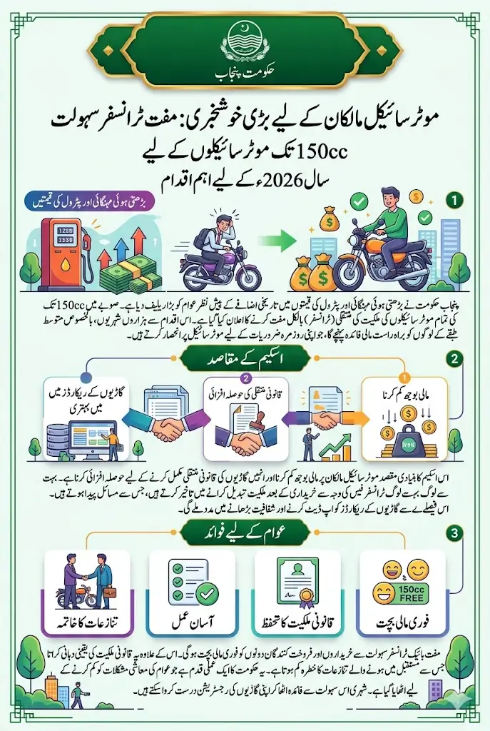 Punjab Announces Free Bike Transfer Facility 2026 for Motorcycles Up to 150cc Amid Rising Petrol Prices